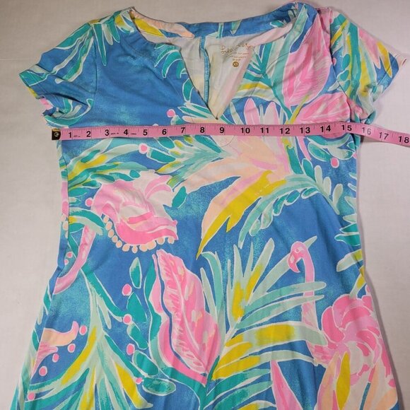 Lilly Pulitzer Sophiletta Tropical Floral Flamingo Cap Sleeve Dress Size XS - Picture 6 of 6
